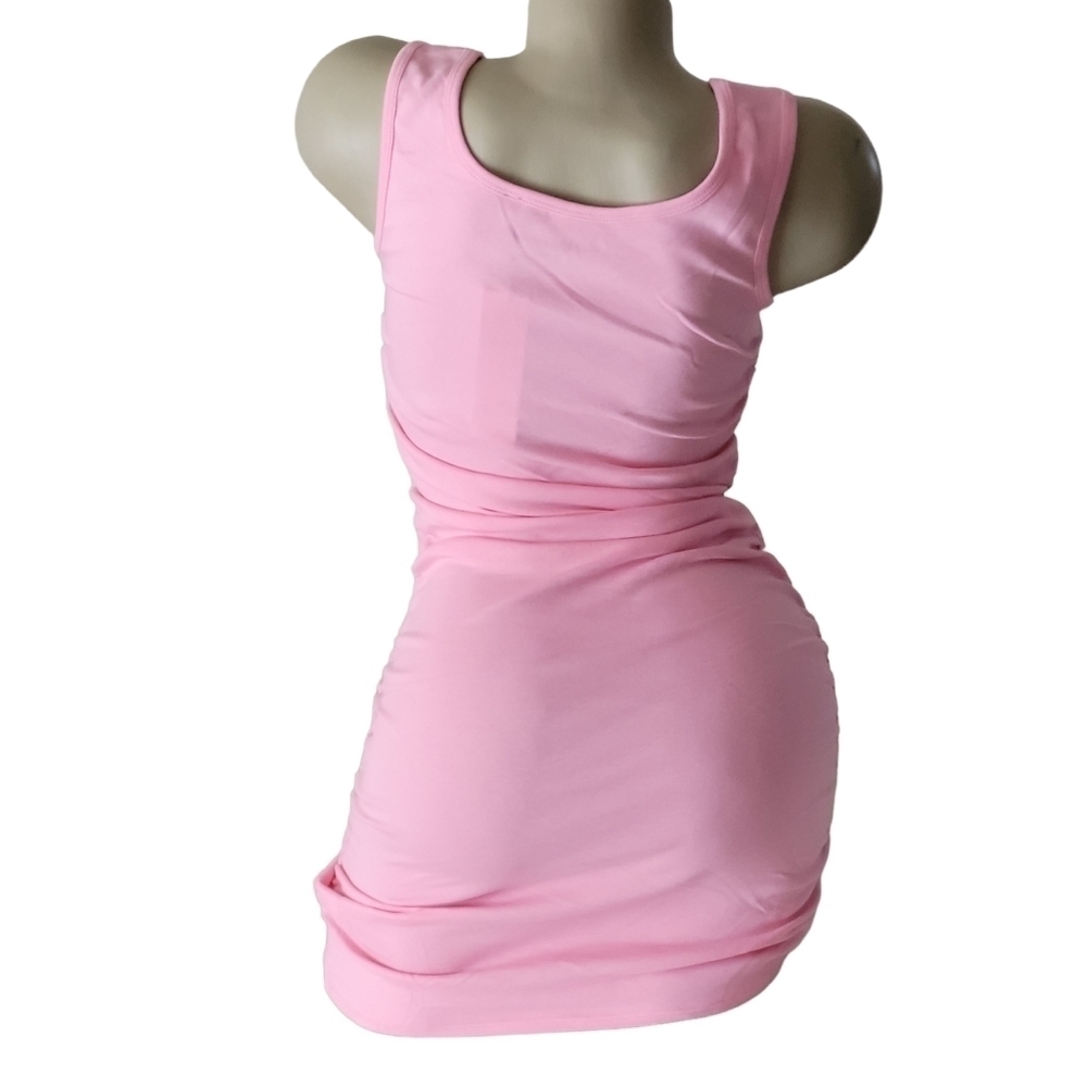 Juicy Couture Pink Ruched Sides Bling Sleeveless Bodycon Mini Dress - Picture 3 of 10